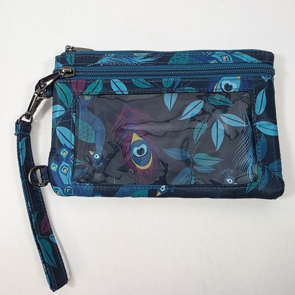 Lug Peekaboo Convertible Wristlet Bag Peacock Zip Pockets Quilted RFID - Picture 1 of 11